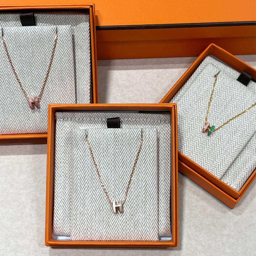 HERMES Mini Pop H Necklace Pink Mint Two-Tone