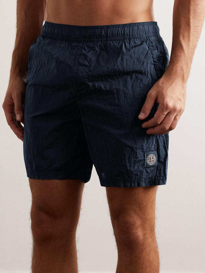 STONE ISLAND Logo Garment-Dyed Shell Swim Shorts for Men