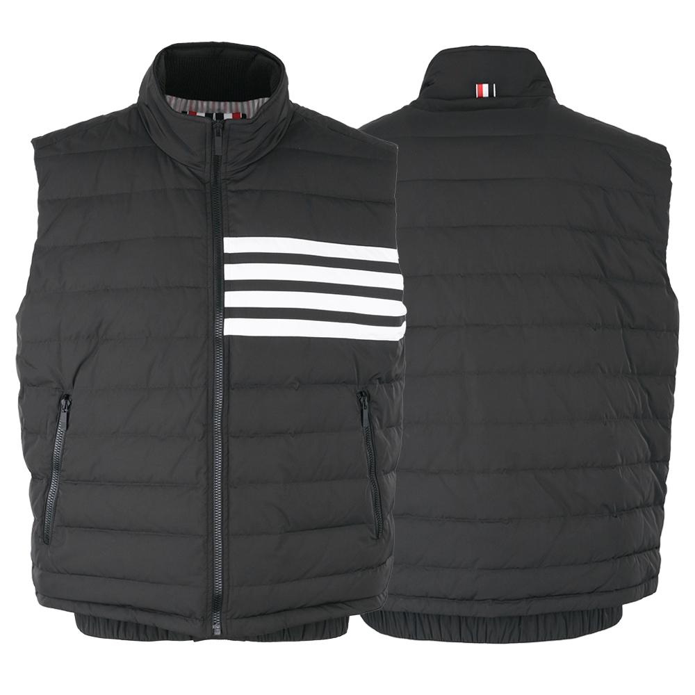 THOM BROWNE Quilted Down Puffer Vest Gray Men's Outerwear