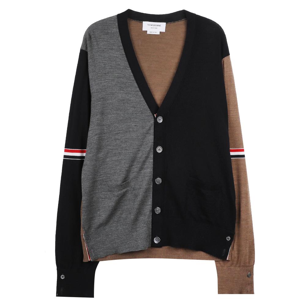 THOM BROWNE Gray Wool 4-Bar Cardigan MKC410F Y1014