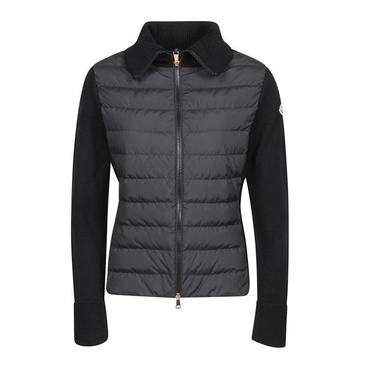 Moncler Black Wool Down Zip-Up Cardigan Jacket