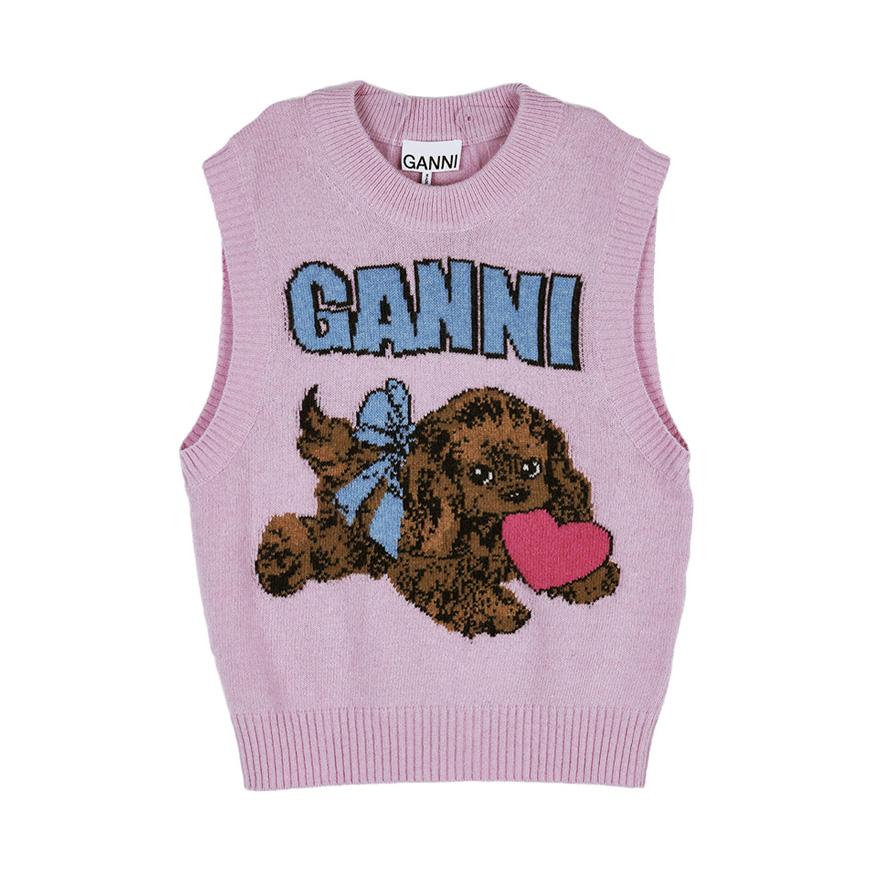 GANNI Women’s Puffy Wool Round Neck Knit Sweater K2616 868