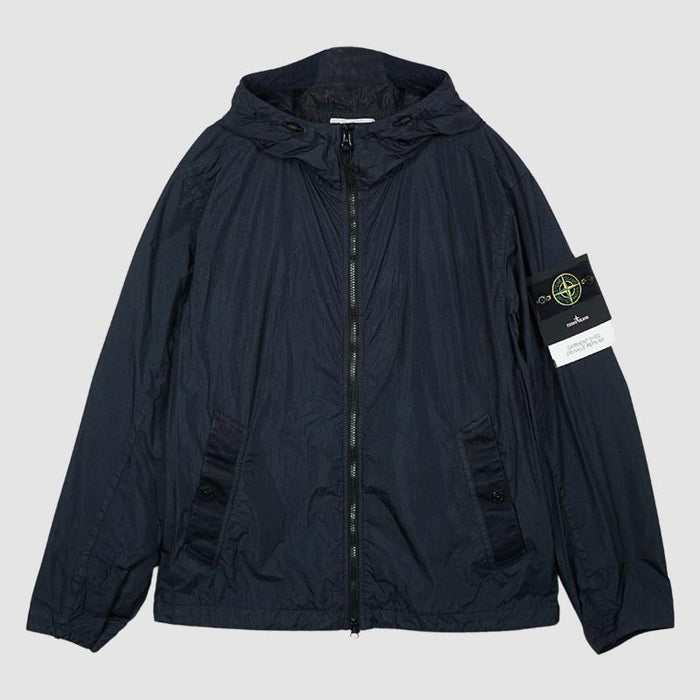 STONE ISLAND Crinkle Reps Hooded Windbreaker Jacket Navy