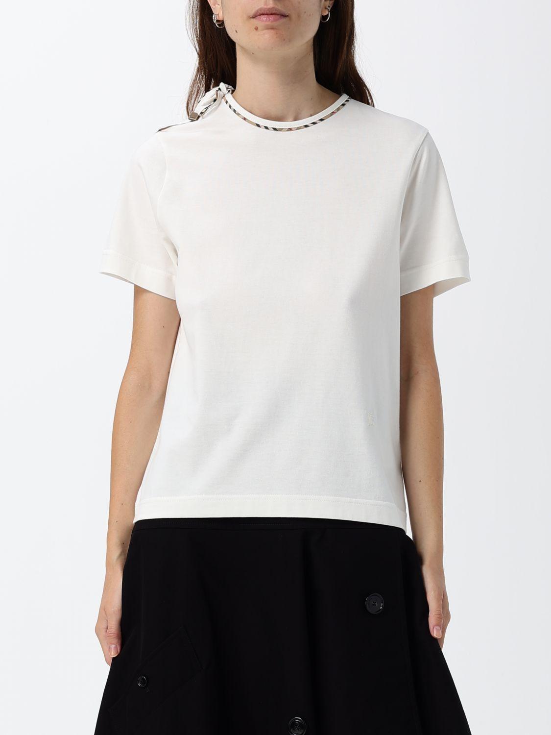 BURBERRY Short Sleeve Cotton T-Shirt White Women’s