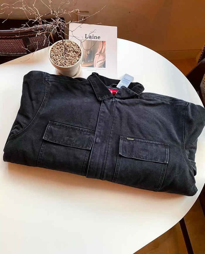 Supreme Old English Canvas Work Jacket Black Unisex