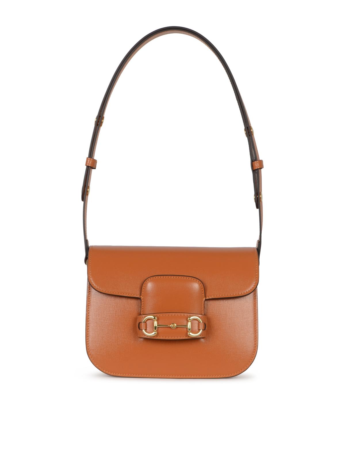 GUCCI Leather Shoulder Bag Brown