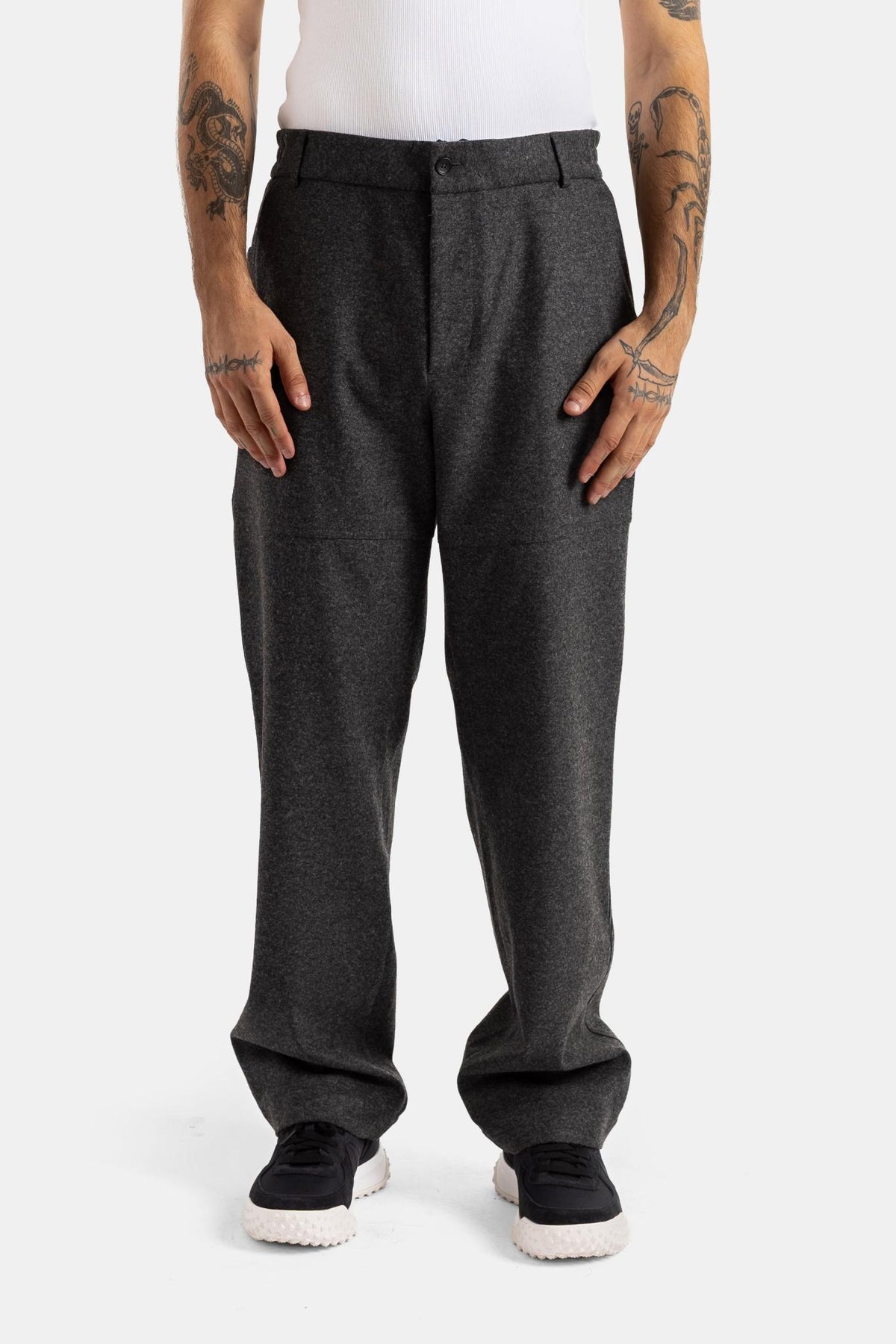 Moncler Black Wool Blend Slim Fit Suit Pants