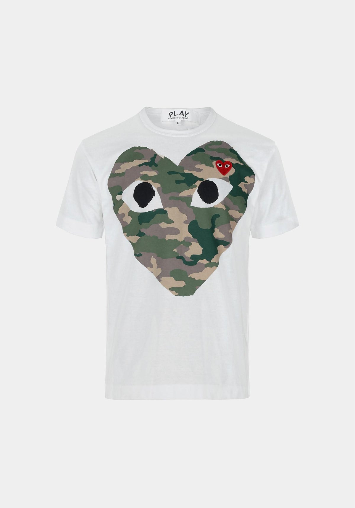 Comme des Garcons White Camo Heart Graphic T-Shirt for Men AX T242 051 1