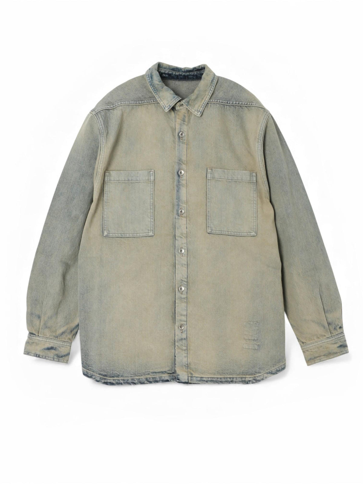 Rick Owens Mineral Pearl Denim Jumbo Overshirt Long Sleeve Shirt