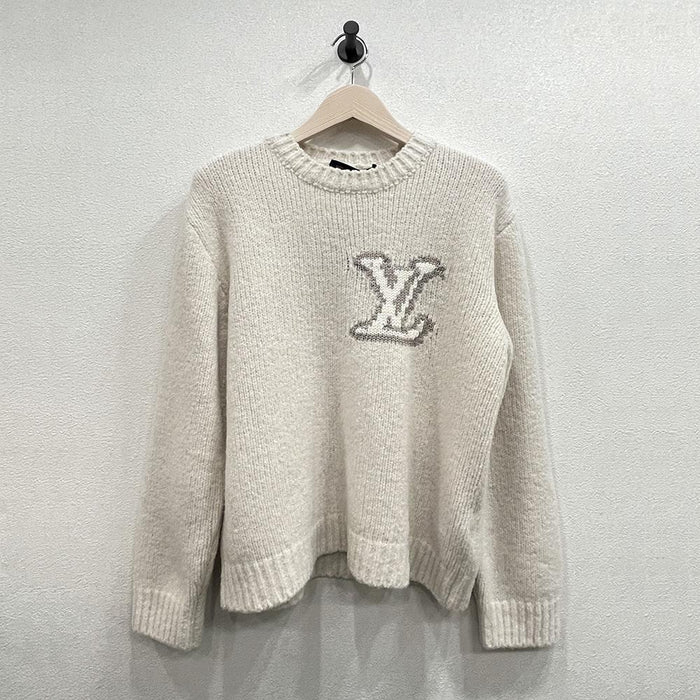 Louis Vuitton Intarsia Crewneck Knit Sweater Off White Men