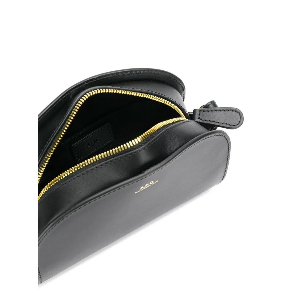 A.P.C. Demi-Lune Mini Crossbody Bag Black Leather Shoulder Bag