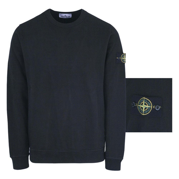 STONE ISLAND Fleece Patch Logo Crewneck Sweatshirt Black Men’s