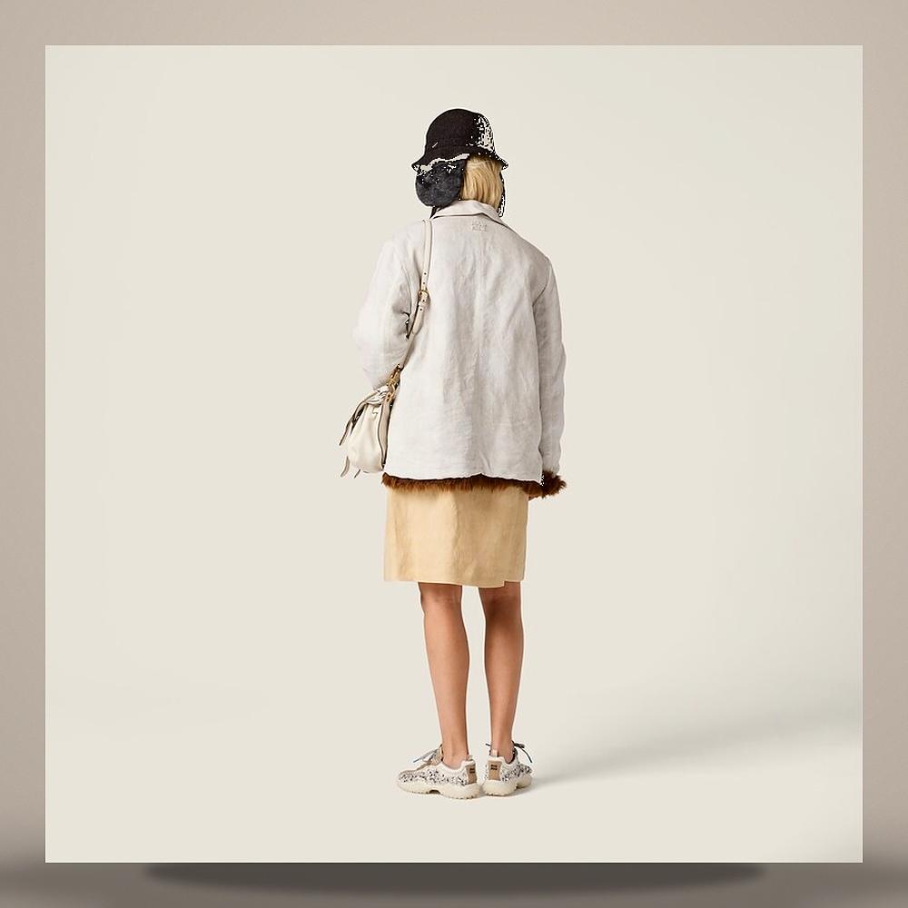 Miu Miu Linen Midi Skirt MG2768 6733 F0K57