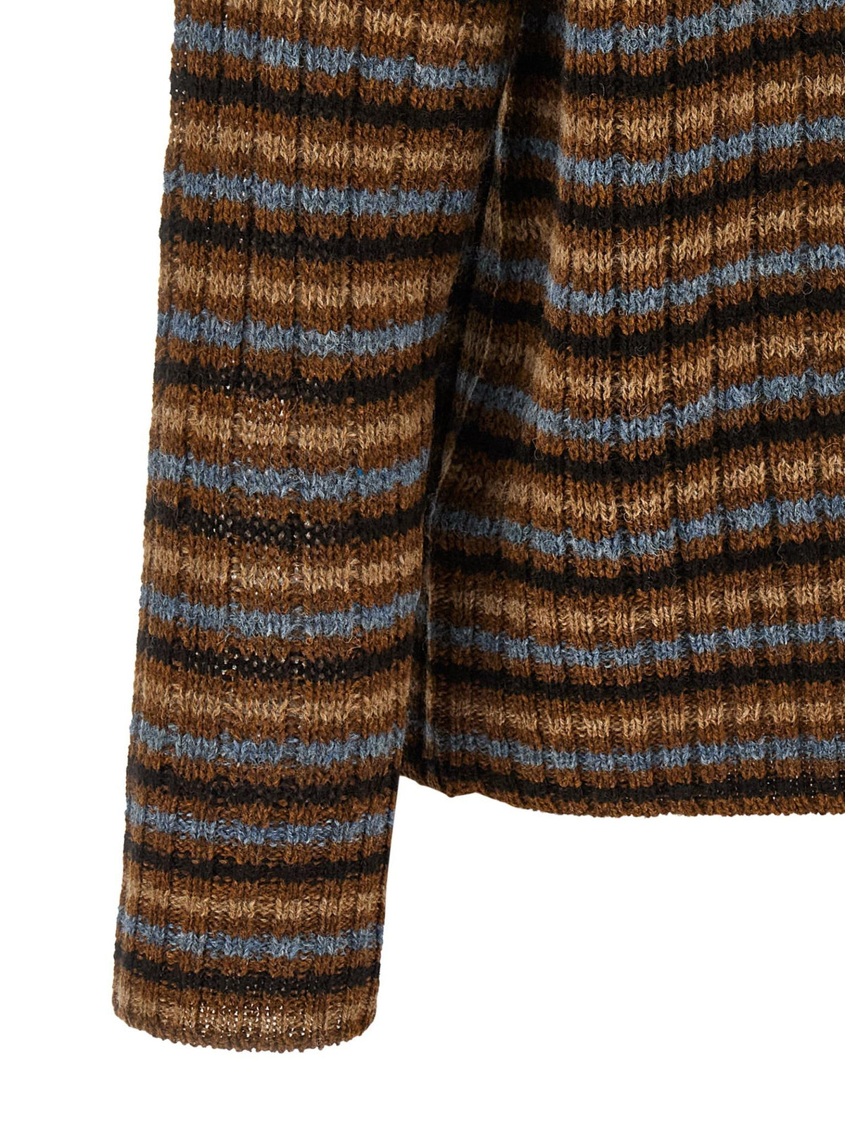 PRADA Wool Blend Round Neck Knit Sweater for Men Brown
