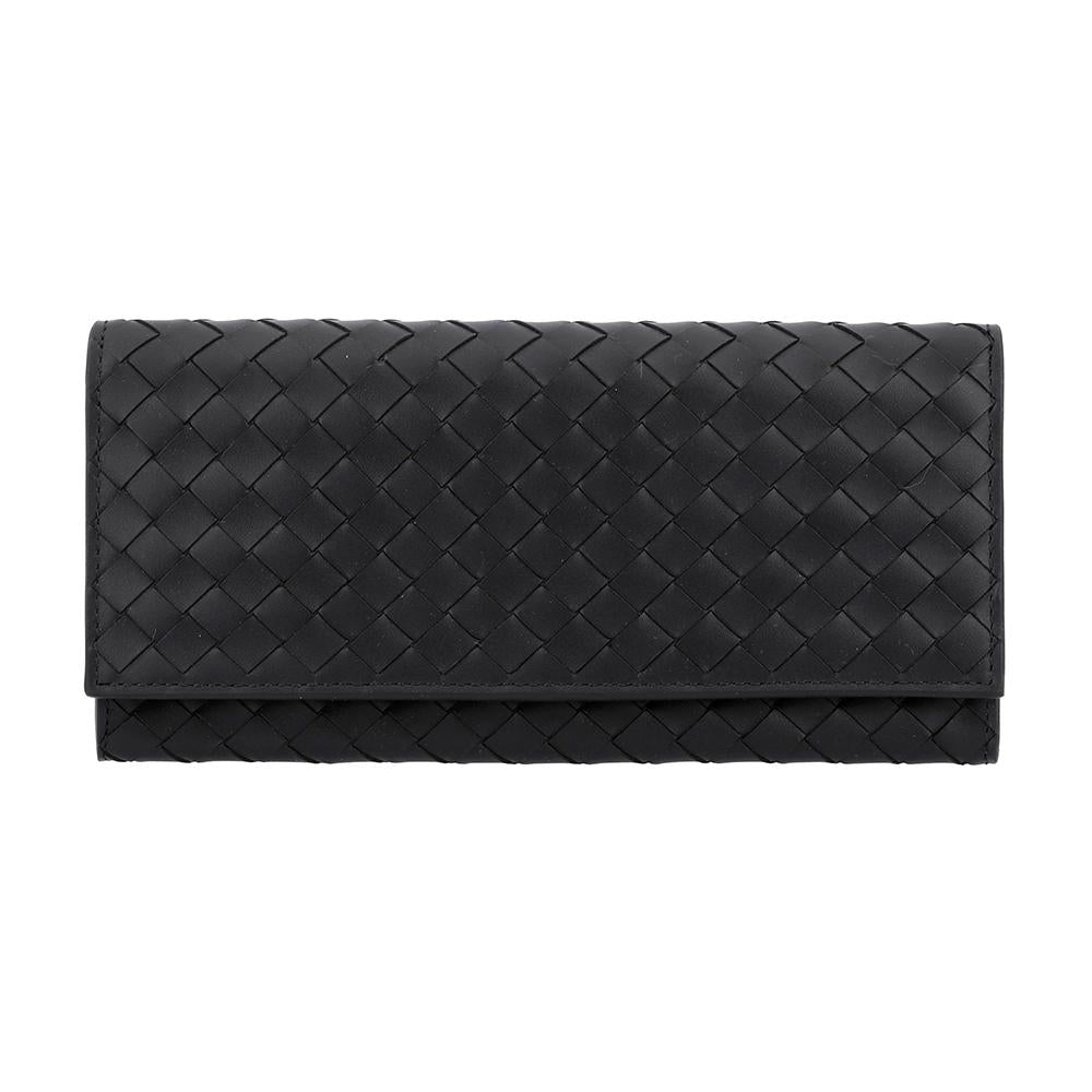 Bottega Veneta Intrecciato Leather Continental Long Wallet Black Men’s