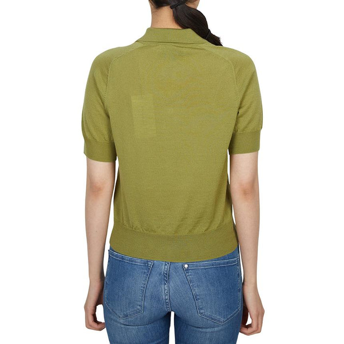AMI Women’s Short-Sleeve Collar Knit Sweater Ivory