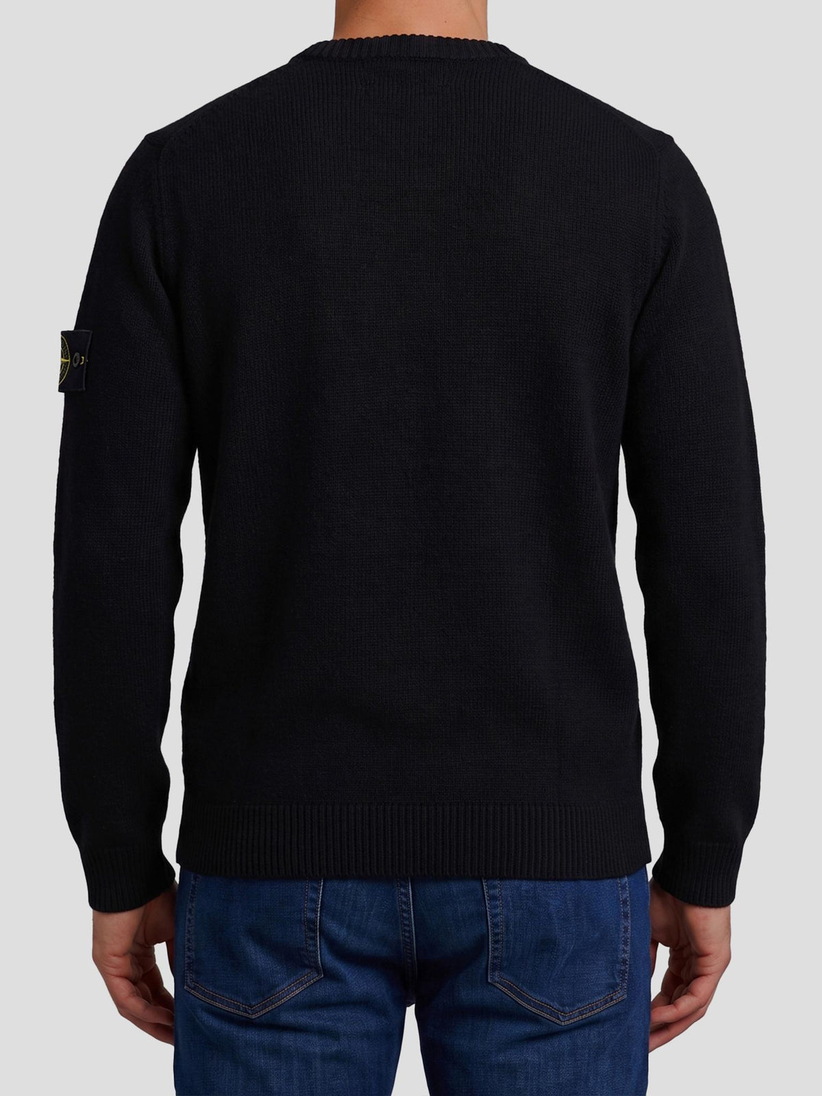 STONE ISLAND Black Wool Round Neck Knit Sweater for Men