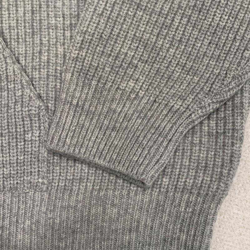 CELINE Ribbed Wool Hooded Knit Sweater Gray