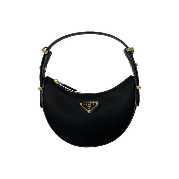PRADA Black Tessuto Triangle Logo Crossbody Hobo Bag