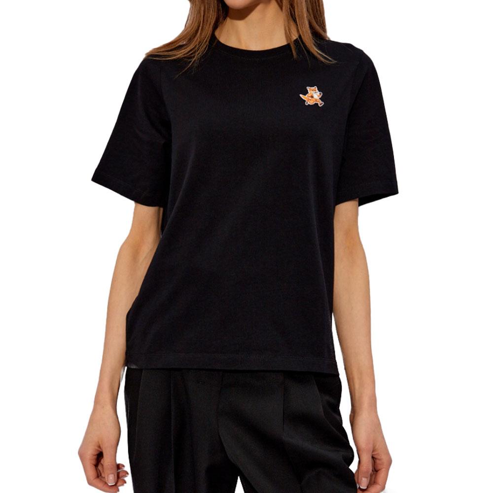 Maison Kitsune Women’s Relaxed Fit Speedy Fox Black T-Shirt MW00119KJ0008P199