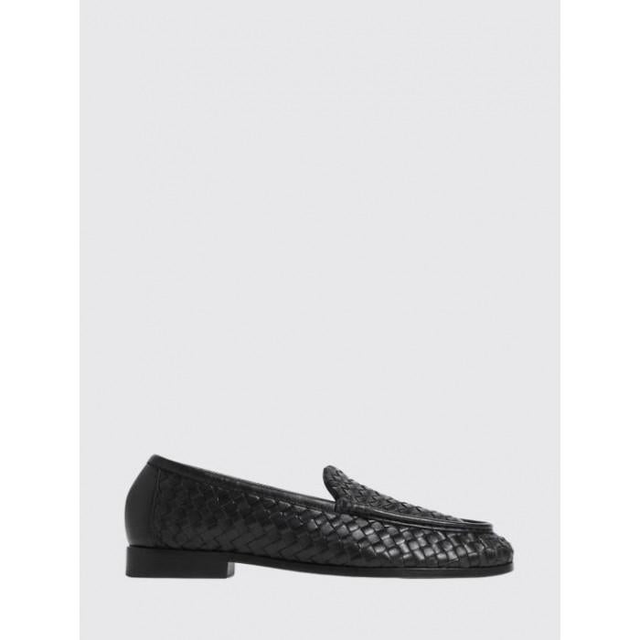 Bottega Veneta Black Leather Silenzio Loafers
