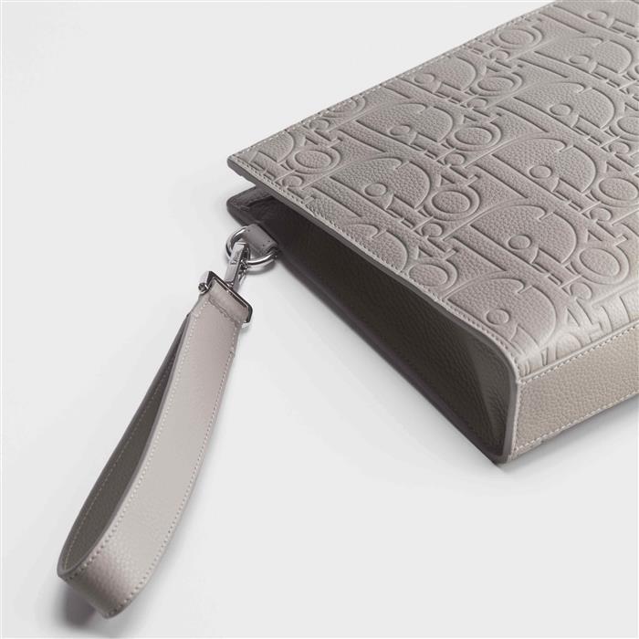 DIOR A5 Triangle Pouch Clutch in Gray Leather