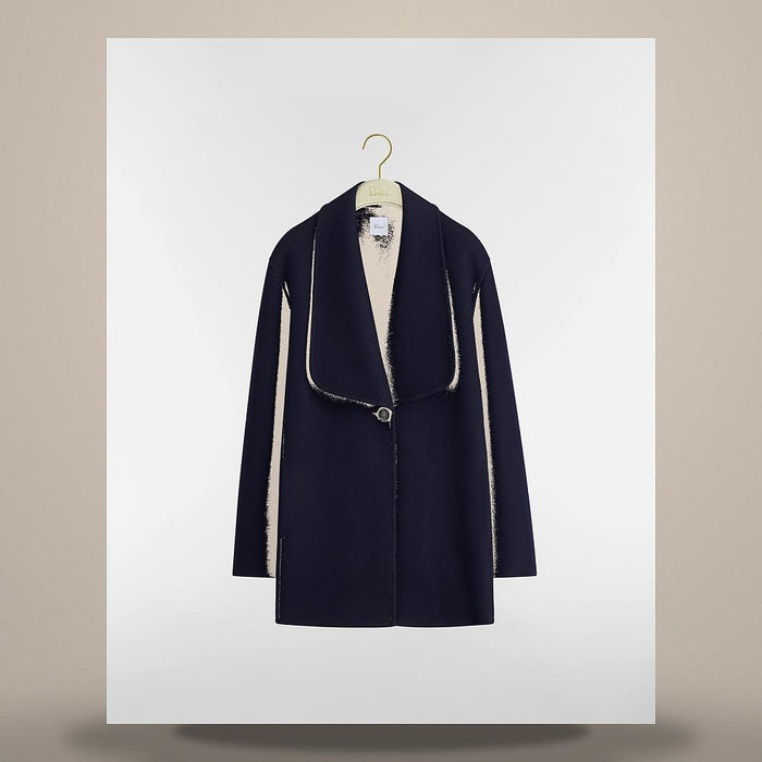 DIOR Oversized Navy Blue Reversible Virgin Wool Cashmere Coat 650C30A0D57 X5450