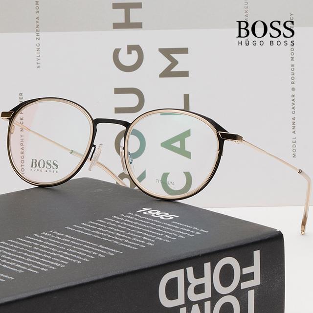 HUGO BOSS Titanium Rim Eyeglass Frames Gold Unisex