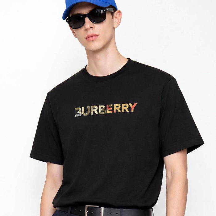 BURBERRY Ellison Embroidered Logo Black Short Sleeve T-Shirt 81118291