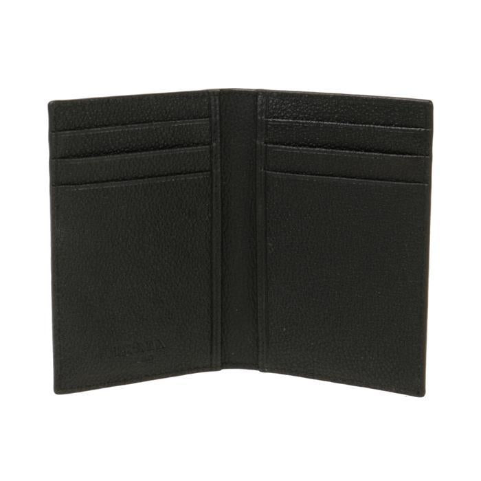 PRADA Vitello Leather Card Holder Black Wallet