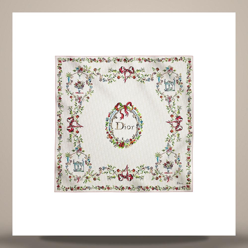DIOR Dioriviera Arabesque 90 Silk Twill Scarf Ivory Multicolor 64TC090S6096 C030