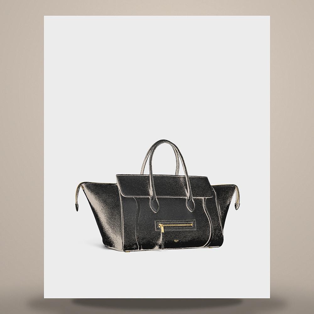 CELINE Luggage Tote Smooth Shiny Lambskin Black Tote Bag L100E3GW2 38NO