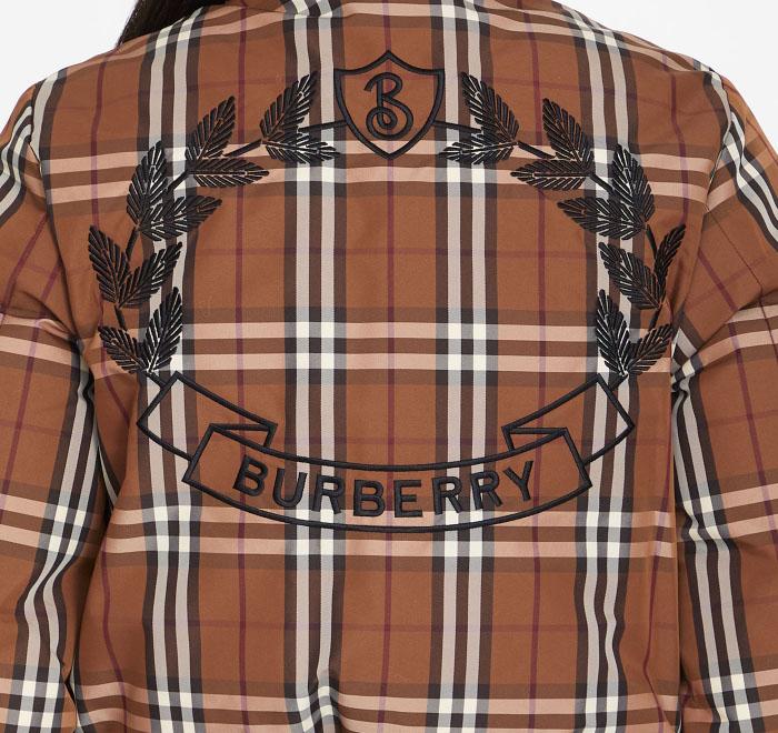 BURBERRY Brown Check Cropped Down Puffer Jacket