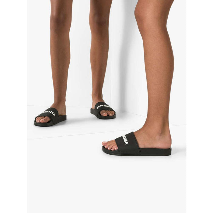 BALENCIAGA Logo Black Slide Sandals