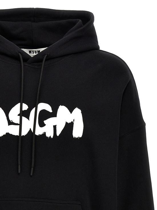 MSGM Black Logo Hoodie Sweatshirt for Women