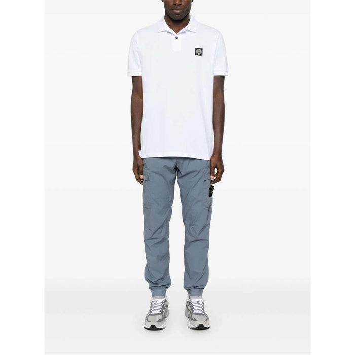 STONE ISLAND White Patch Logo Polo T-Shirt Unisex