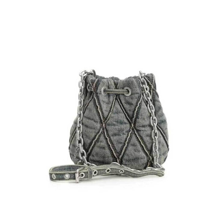 DIESEL Women’s Bucket Shoulder Bag Black Leather