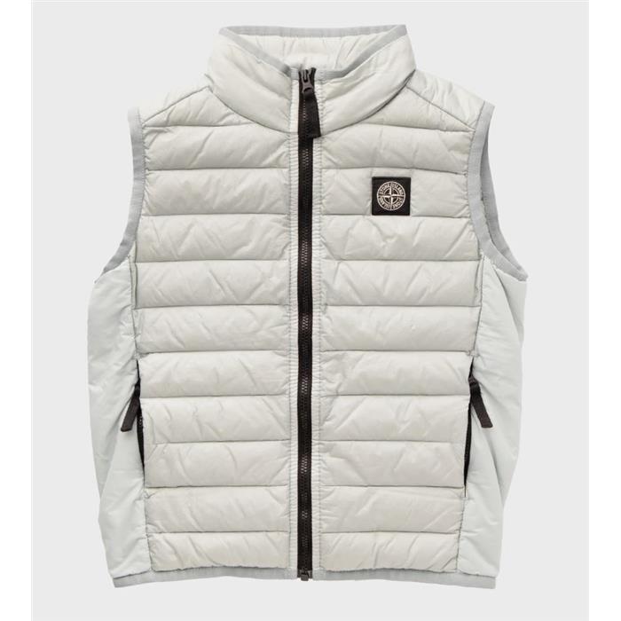STONE ISLAND Pearl Gray Logo Quilted Knit Vest Women 8016G0224 V0061 14A