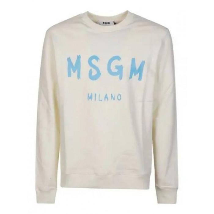 MSGM Brushed Logo Crewneck Sweatshirt Men’s Black Cotton