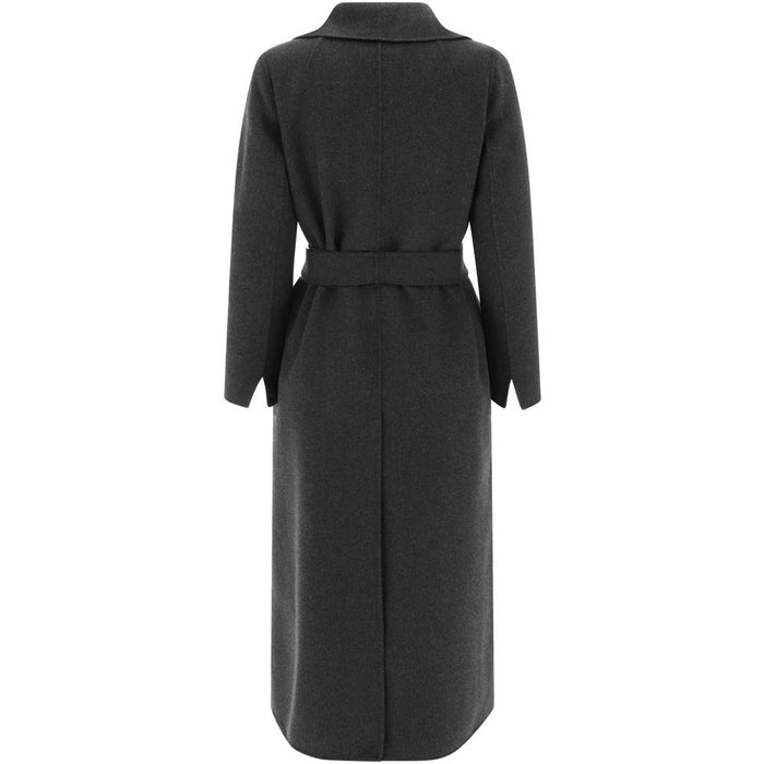 Max Mara Women's Long Wool Dark Gray Melange Coat 2390161033 008
