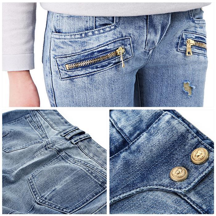 Balmain Gold Stitch Biker Denim Pants 5256 146N C3180