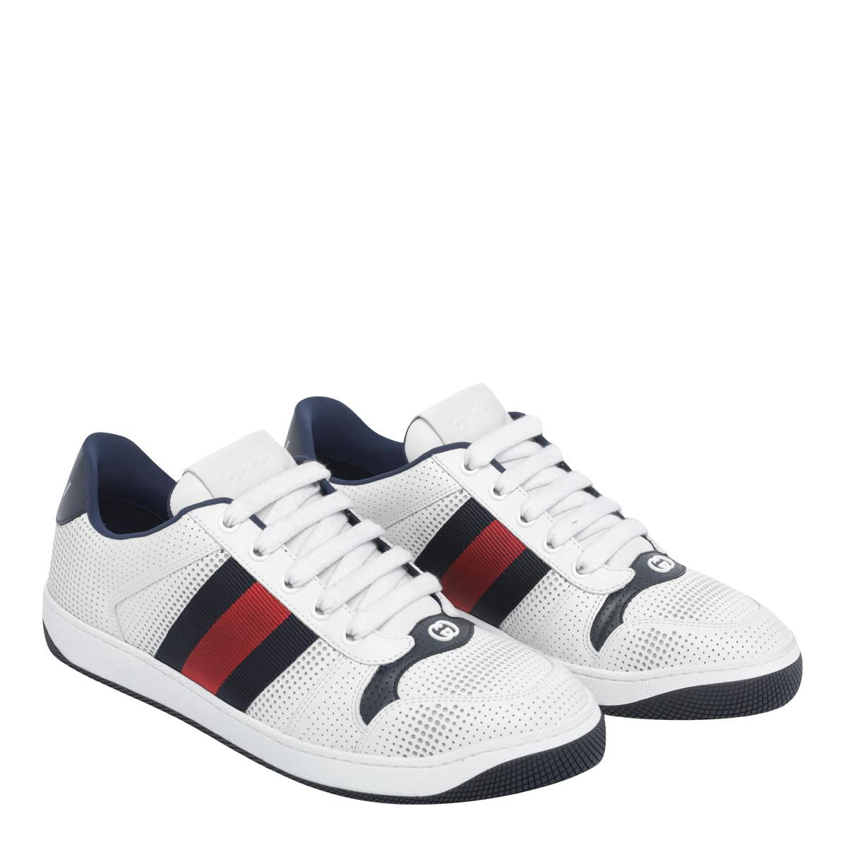 GUCCI White Leather Low-Top Sneakers