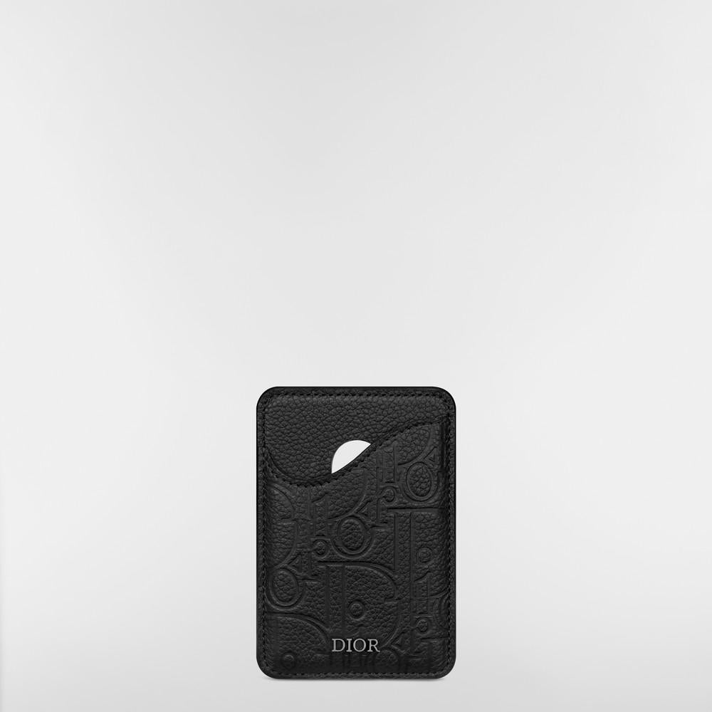 DIOR Black Saddle Magnetic Card Holder Dior Gravity Leather