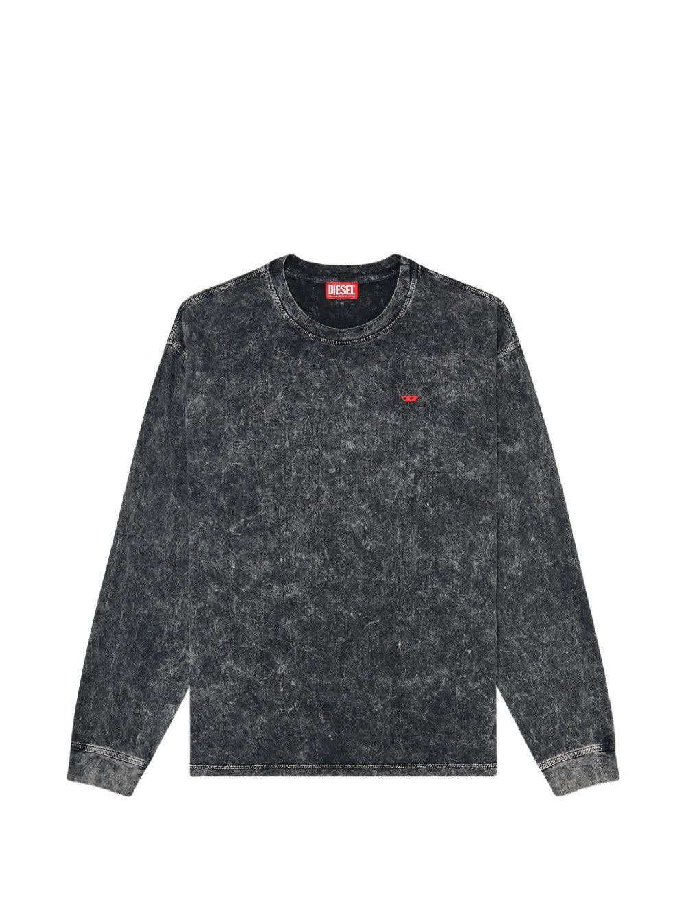 DIESEL Black Long Sleeve T-Shirt Men’s Cotton Crewneck