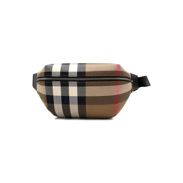 BURBERRY Taupe Brown Check Medium Waist Bag 8084555