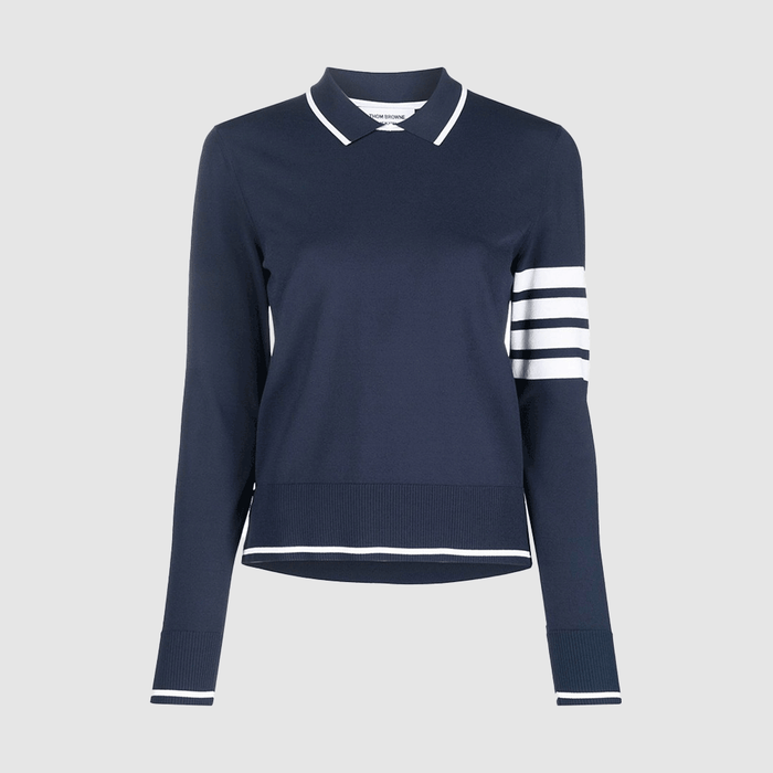 THOM BROWNE Women’s Viscose Tipping Collar Knit Sweater
