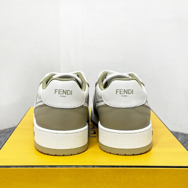 FENDI Logo Lettering Match Low-Top Sneakers White Leather Unisex