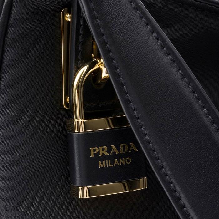 PRADA EME Large Re-Nylon and Leather Shoulder Bag 1BC232 V ODO 2C8Q F0002