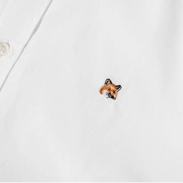 Maison Kitsune Classic Fox Head Long Sleeve Shirt White Men