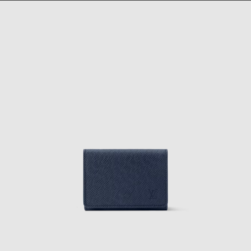 Louis Vuitton Navy Blue Acajou Brown Envelope Business Card Holder M25960
